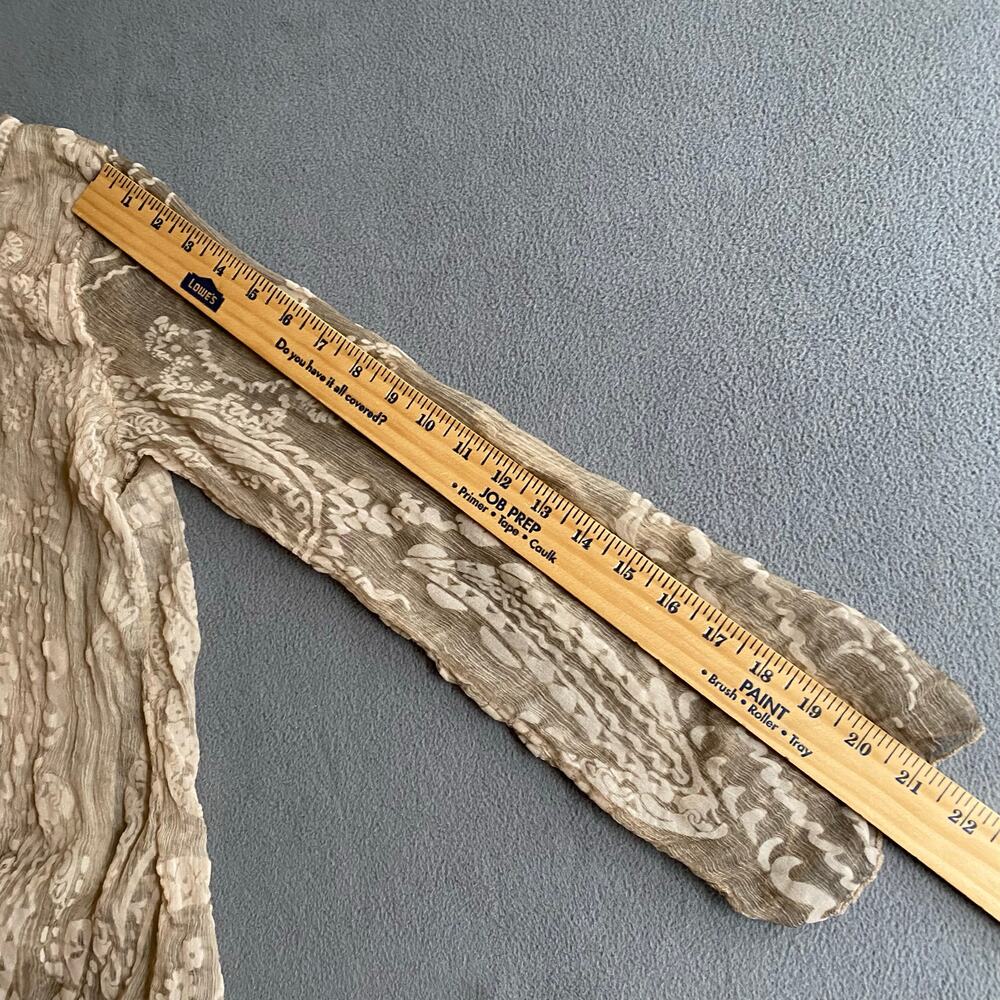 Scandal Italy Crepe Silk Womens Roll Sleeve Blouse S Tan Boho Floral Lagenlook - Picture 14 of 16
